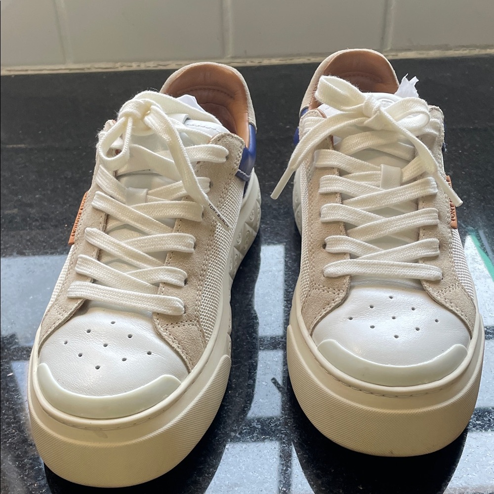 Tory Burch White and Tan Women's Sneakers